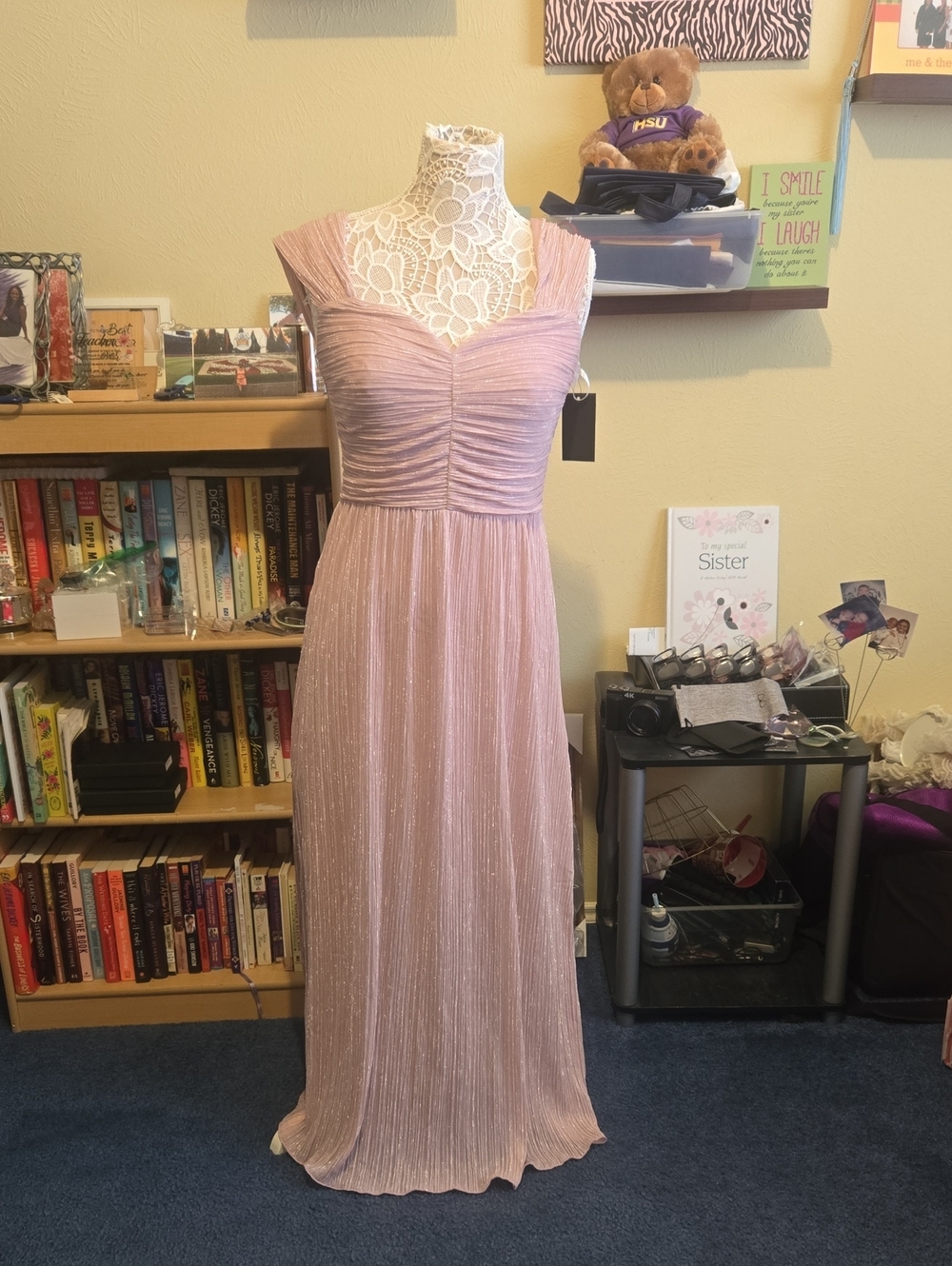 Pleated Dusty Rose Evening Gown